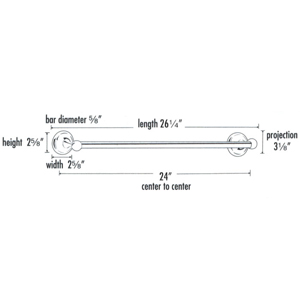 A9220-24 PB/NL - Yale - 24" Towel Bar - Unlacquered Brass