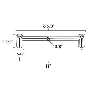 CD715-8 PC - Contemporary Crystal I - 8" Appliance Pull - Polished Chrome