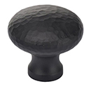 MK0117-032 BLK - 1-1/4" Hammered Round Cabinet Knob - Flat Black