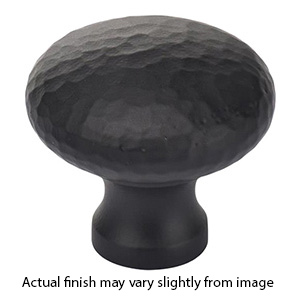 MK0117-032 BLK - 1-1/4" Hammered Round Cabinet Knob - Flat Black