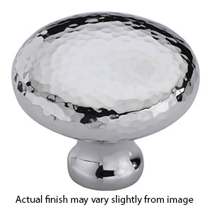 MK0117-038 PNI - 1-1/2" Hammered Round Cabinet Knob - Polished Nickel