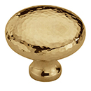 MK0117-032 ULB - 1-1/4" Hammered Round Cabinet Knob - Unlacquered Brass