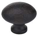 MK0118-032 BLK - 1-1/4" Hammered Oval Cabinet Knob - Flat Black