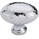 MK0118-032 PNI - 1-1/4" Hammered Oval Cabinet Knob - Polished Nickel