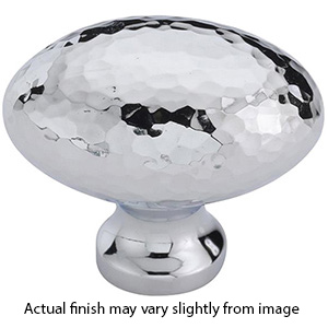 MK0118-038 PNI - 1-1/2" Hammered Oval Cabinet Knob - Polished Nickel