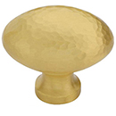 MK0118-032 MSB - 1-1/4" Hammered Oval Cabinet Knob - Satin Brass