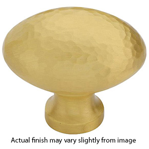 MK0118-032 MSB - 1-1/4" Hammered Oval Cabinet Knob - Satin Brass