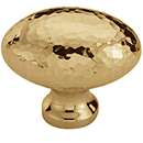 MK0118-032 ULB - 1-1/4" Hammered Oval Cabinet Knob - Unlacquered Brass