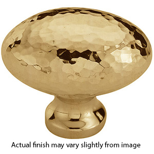 MK0118-038 ULB - 1-1/2" Hammered Oval Cabinet Knob - Unlacquered Brass