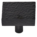 MK3685-032 BLK - 1-1/4" Hammered Square Cabinet Knob - Flat Black