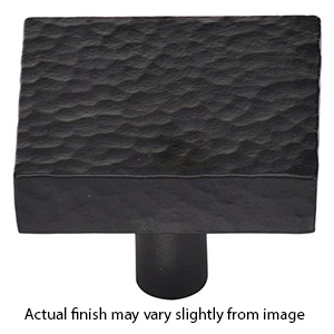 MK3685-032 BLK - 1-1/4" Hammered Square Cabinet Knob - Flat Black