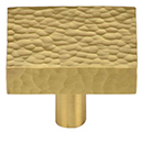 MK3685-032 MSB - 1-1/4" Hammered Square Cabinet Knob - Satin Brass