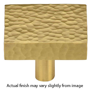 MK3685-032 MSB - 1-1/4" Hammered Square Cabinet Knob - Satin Brass