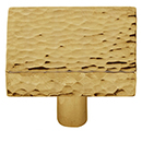 MK3685-032 ULB - 1-1/4" Hammered Square Cabinet Knob - Unlacquered Brass