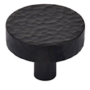 MK3880-032 BLK - 1-1/4" Hammered Disc Cabinet Knob - Flat Black