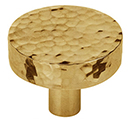 MK3880-032 ULB - 1-1/4" Hammered Disc Cabinet Knob - Unlacquered Brass