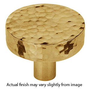 MK3880-032 ULB - 1-1/4" Hammered Disc Cabinet Knob - Unlacquered Brass