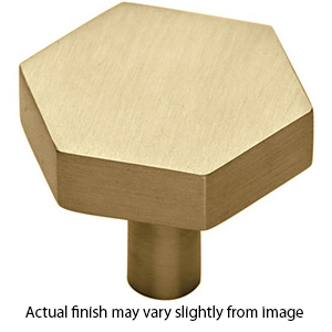 MT4334-036 MSB - 1-3/8" Hex Cabinet Knob - Satin Brass