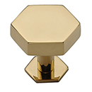 MT4335-036 ULB - Hex - 1-3/8" Cabinet Knob w/ Backplate - Unlacquered Brass