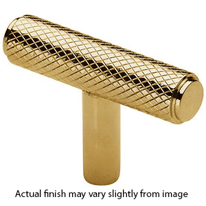MT4415-045 ULB - 1-9/16" Basel Knurled T-Pull - Unlacquered Brass