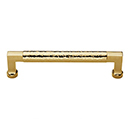 MK0312-102 ULB - 4" Hammered Bauhaus Cabinet Pull - Unlacquered Brass