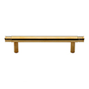 MT4446-102 ULB - 3.75" cc Zurich Ridged Cabinet Pull - Unlacquered Brass