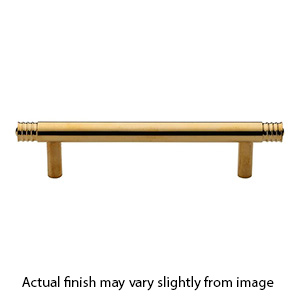 MT4446-102 ULB - 3.75" cc Zurich Ridged Cabinet Pull - Unlacquered Brass