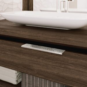 MK8430-050 ULB - 2" Hammered Cabinet Edge Pull - Unlacquered Brass