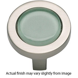 229 - Spa - 1.25" Cabinet Knob - Green Glass w/Brushed Nickel