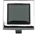 230 - Spa - 1-3/8" Cabinet Knob - Black Glass w/Polished Chrome