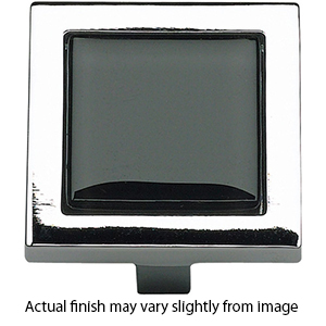 230 - Spa - 1-3/8" Cabinet Knob - Black Glass w/Polished Chrome