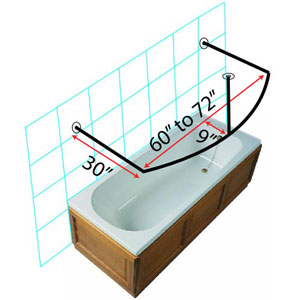 Curved U-Rod w/Ceiling Support - 30" x 72"