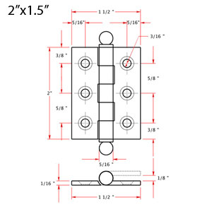 Mortise Hinge - 2" x 1.5"