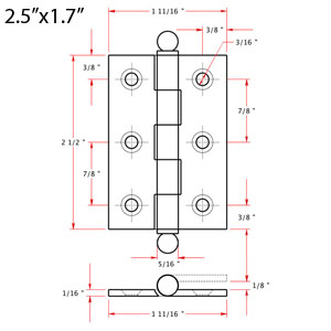 Mortise Hinge - 2.5" x 1.7"