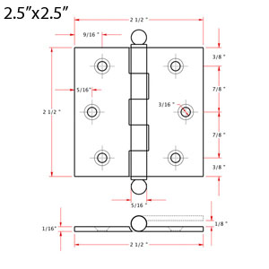 Mortise Hinge - 2.5" x 2.5"