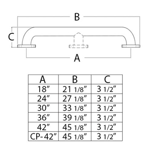 Stainless Steel Grab Bar  - 1 1/2" Bar Diameter