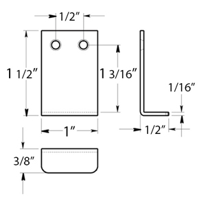 1" Angle Tab Pull - Polished Brass