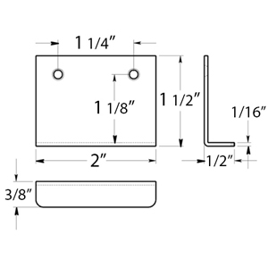 2" Angle Tab Pull - Polished Brass