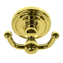 Traditional - Double Robe Hook - PVD Polished Brass