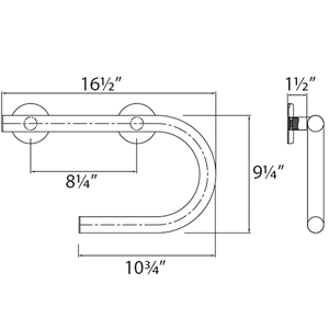 Designer Grab Bar w/ Toilet Roll Holder