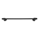 25024 - Wrought Steel - 12" Towel Bar - Rosette # 1 - Flat Black