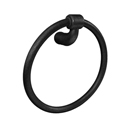2501 - Wrought Steel - Towel Ring - Rosette # 2 - Flat Black