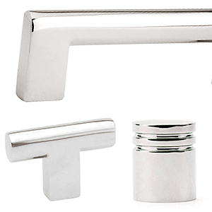 Contemporary Brass Knobs - Polished Nickel