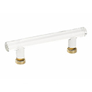 86724 US3 - Glass Crystal - 4"cc Cabinet Bar Pull - Unlacquered Brass