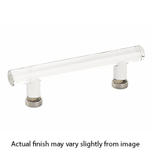 86724 US14 - Glass Crystal - 4"cc Cabinet Bar Pull - Polished Nickel