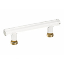 86724 US4 - Glass Crystal - 4"cc Cabinet Bar Pull - Satin Brass