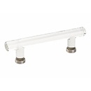 86724 US15 - Glass Crystal - 4"cc Cabinet Bar Pull - Satin Nickel