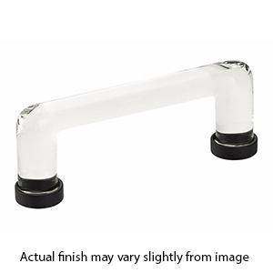 86725 US19 - Glass Crystal - 4"cc Cabinet Pull - Flat Black