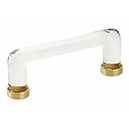 86725 US3 - Glass Crystal - 4"cc Cabinet Pull - Unlacquered Brass