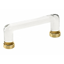 86725 US3 - Glass Crystal - 4"cc Cabinet Pull - Polished Brass